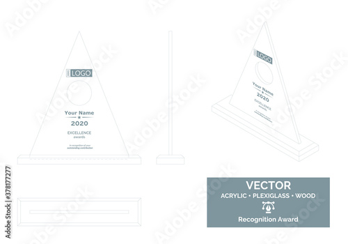 Trophy Vector Template, Business trophy Distinction Award, Corporate Recognition trophy Award