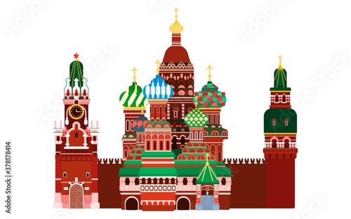 Red Square Moscow. Russia vector illustration flat