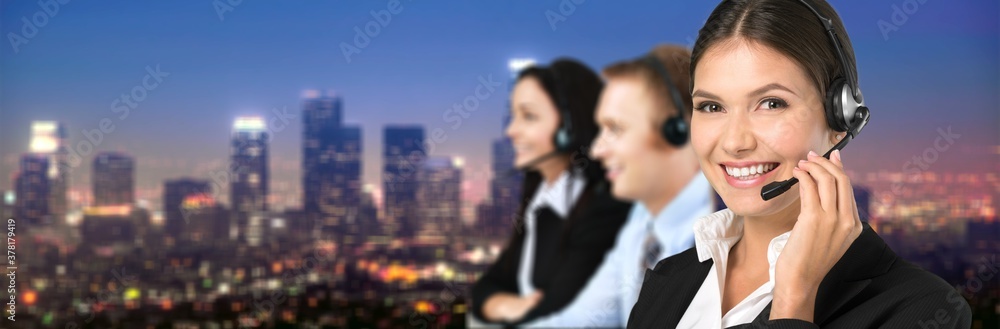 Call center service. Beautiful customer support or sales agent. Call center service. Beautiful customer support or sales agent.