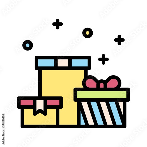 Fototapeta Naklejka Na Ścianę i Meble -  gift box related gift boxes with ribbon, bow and strips vector with editable stroke