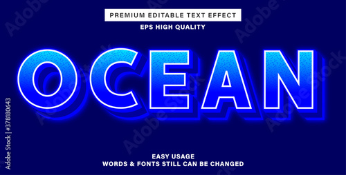 Premium editable text effect ocean