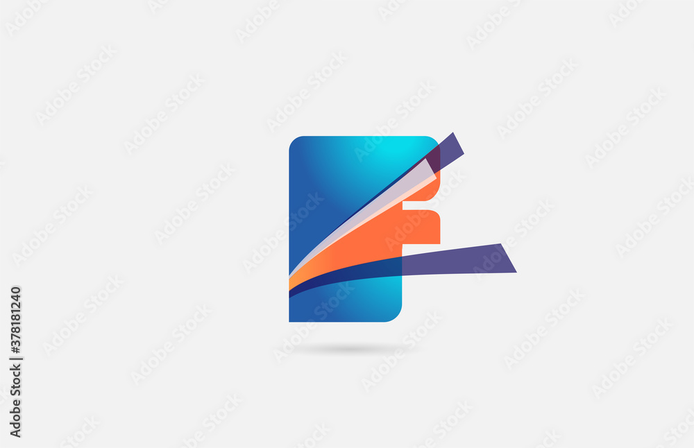 line orange blue F alphabet letter logo icon for company. Creative design for business and corporate line orange blue F alphabet letter logo icon for company. Creative design for business and corporate