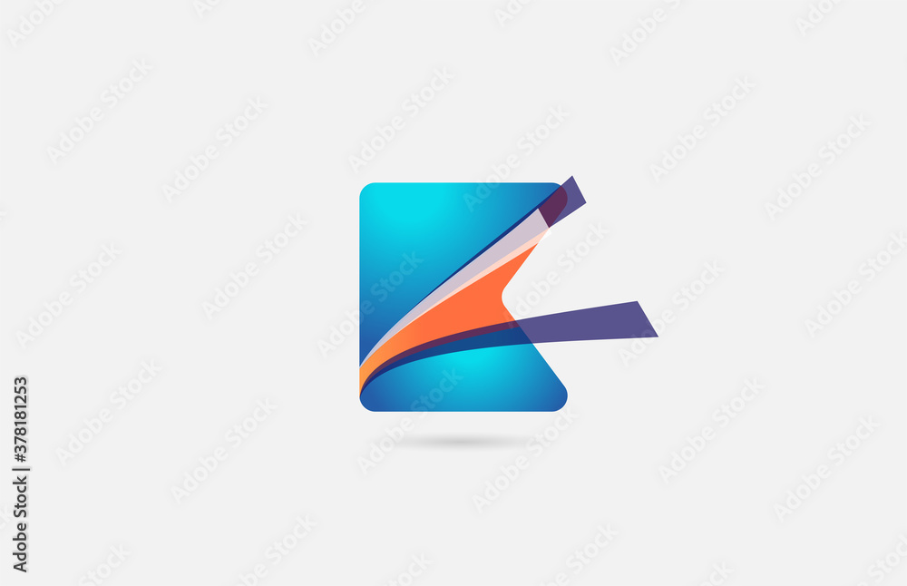 line orange blue K alphabet letter logo icon for company. Creative design for business and corporate line orange blue K alphabet letter logo icon for company. Creative design for business and corporate
