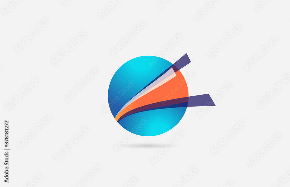 line orange blue O alphabet letter logo icon for company. Creative design for business and corporate line orange blue O alphabet letter logo icon for company. Creative design for business and corporate