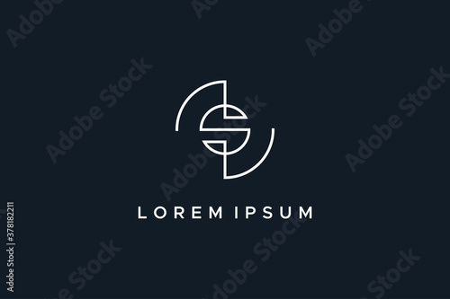 Abstract Initial Letter S Logo. White Radial Line Geometric Infinity Style isolated on Dark Background. Usable for Business and Technology Logos. Flat Vector Logo Design Template Element.
