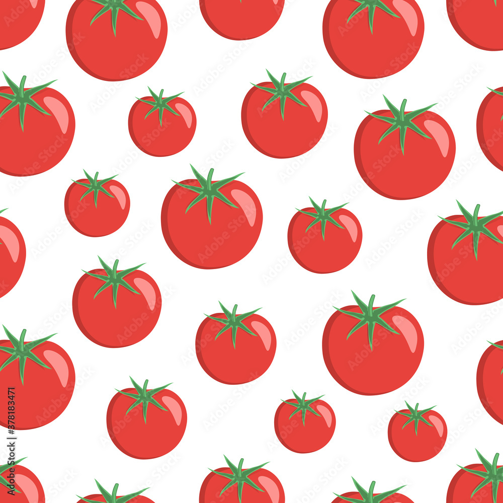 Seamless pattern with juicy tomatoes. This vegetable design is for your business projects. Ideal for fabrics and decor. Beautiful vector background Seamless pattern with juicy tomatoes. This vegetable design is for your business projects. Ideal for fabrics and decor. Beautiful vector background