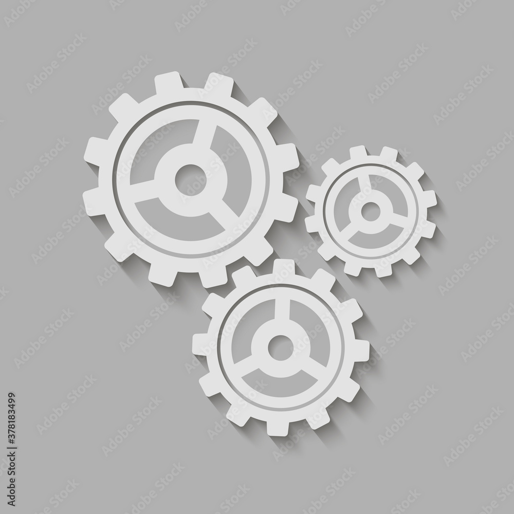 Metal gears. Factory gears vector icon. Mechanical gear. The image of the gear. Machine gear. Cogwheel gear
