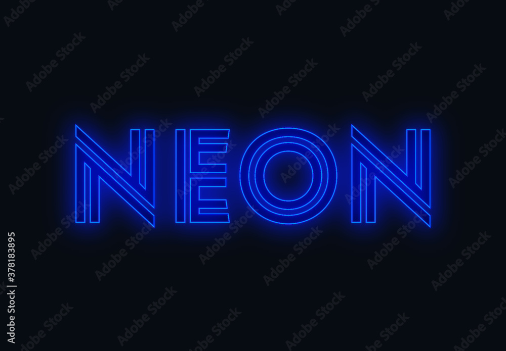 Blue Neon Text Effect Stock Template | Adobe Stock