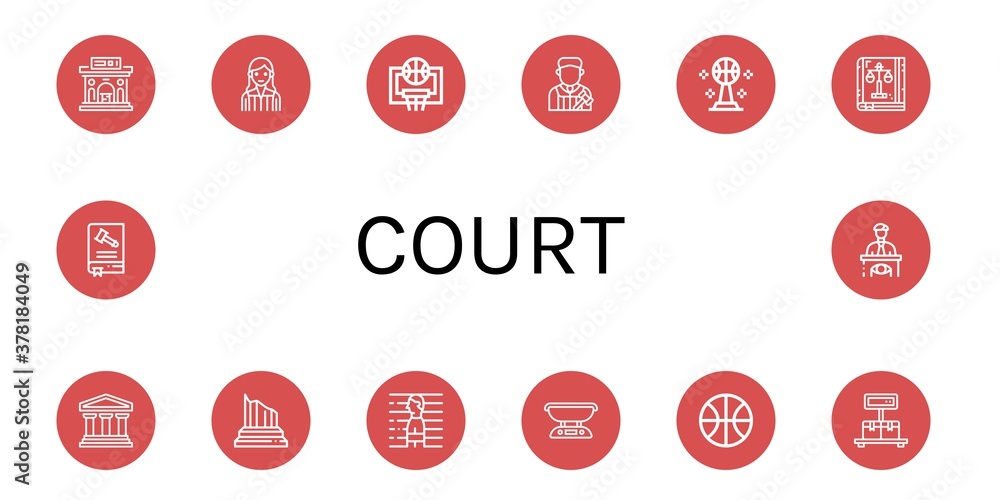 court simple icons set court simple icons set