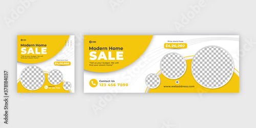 Real estate social media post with facebook cover web banner