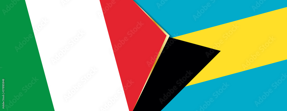Italy and The Bahamas flags, two vector flags. Italy and The Bahamas flags, two vector flags.