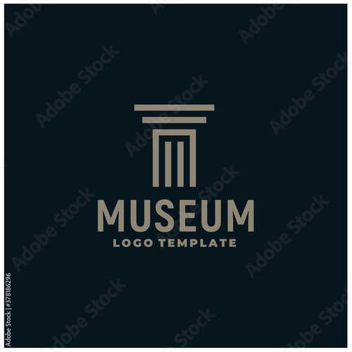 Initial Letter M with Column Marble Pillar Building Logo design