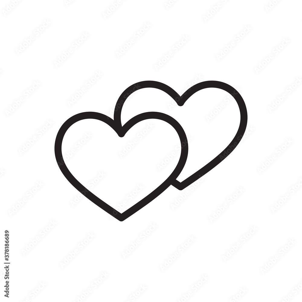 Vector line hearts icon. Flat illustration of line hearts isolated on white background. Icon vector illustration sign symbol.