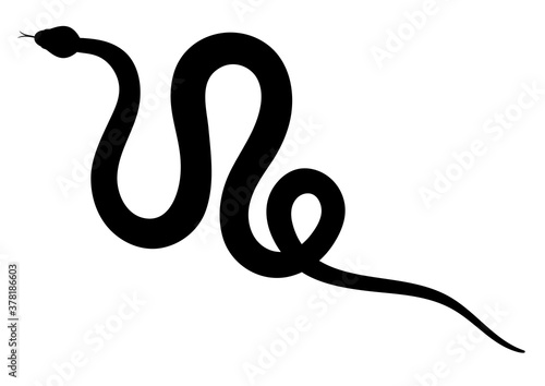 Black silhouette snake. Isolated symbol or icon snake on white background. Abstract sign snake. Vector illustration