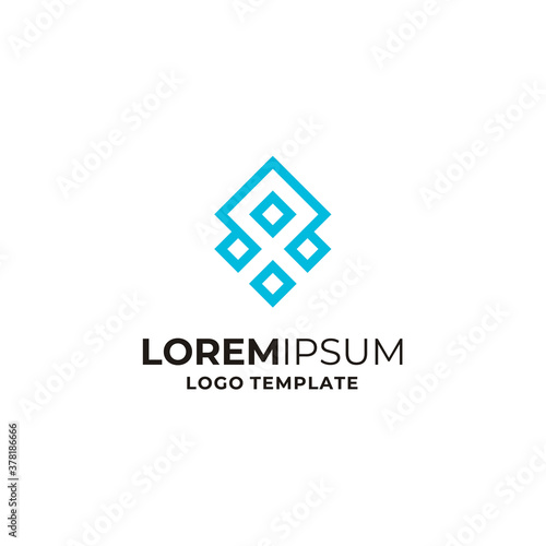 Simple Square Luxury Line pattern like abstract octopus squid jellyfish logo design