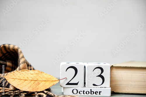 twenty third day of autumn month calendar october with copy space photo