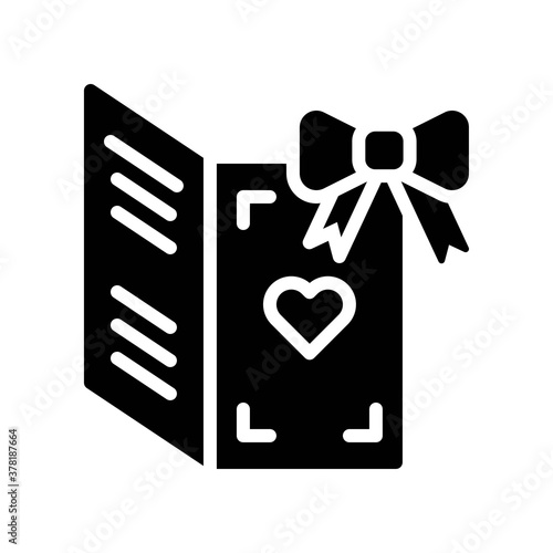 gift box related menu with heart and ribbon vector in solid design,