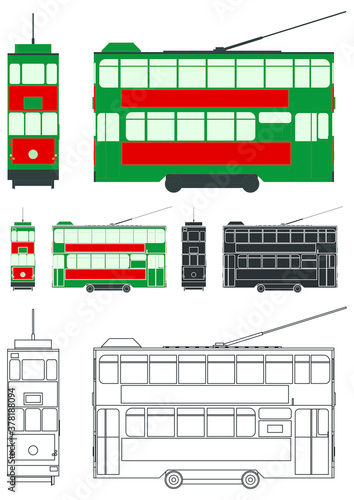 Hong Kong Tram colored, Asia.