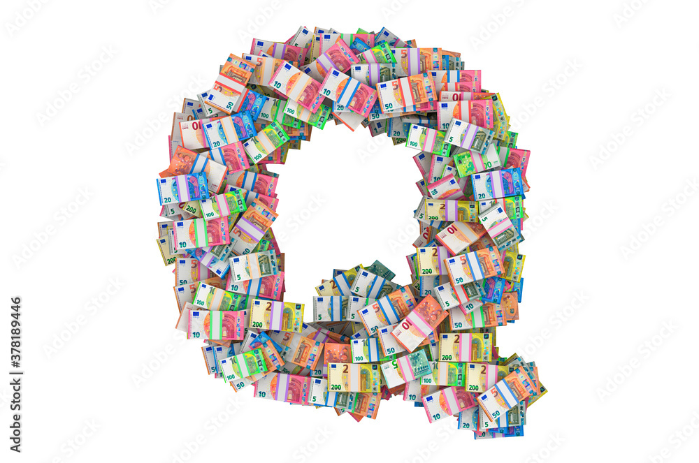 Letter Q from euro packs. 3D rendering Letter Q from euro packs. 3D rendering
