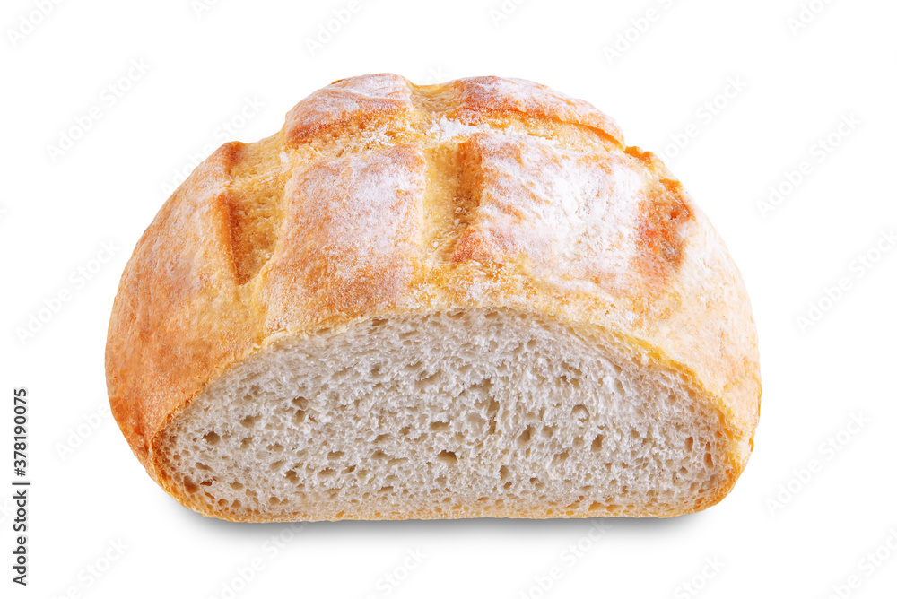 Wheat white bread on a white isolated background Wheat white bread on a white isolated background