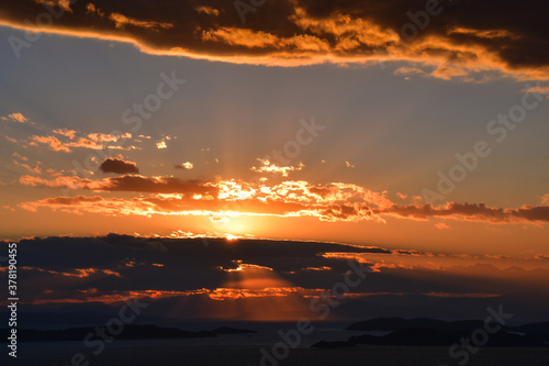 Beautiful sunset sky over western Skopelos  Sporades islands  Greece