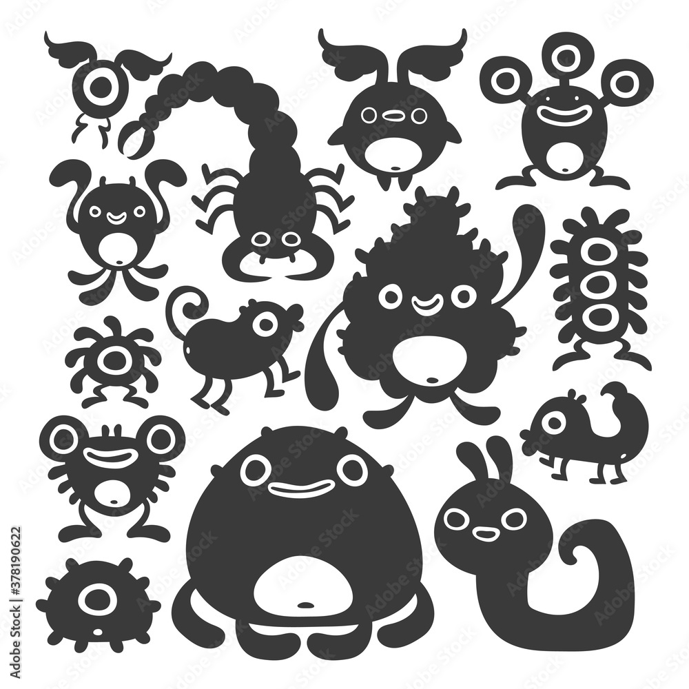 Fototapeta premium Set of weird creature monster designs