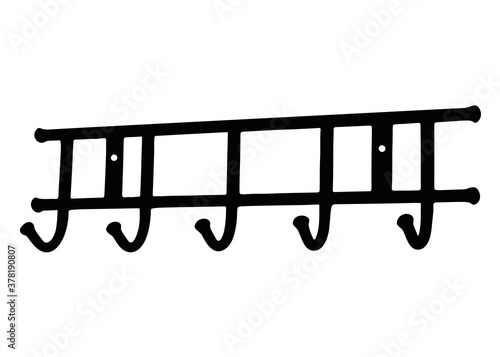 Hanger in the hallway for 5 horns. Vector image.