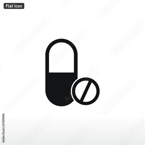 Pill icon vector . Medical sign