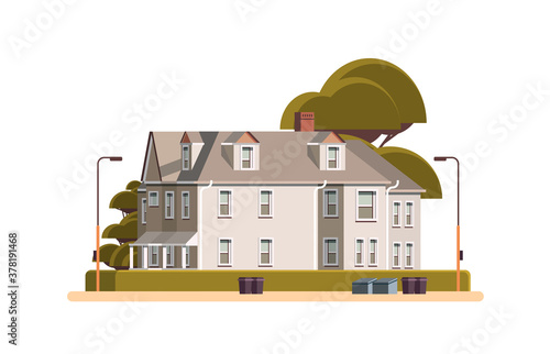 modern town house exterior urban building facade horizontal isolated vector illustration