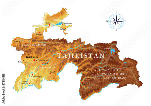 Tajikistan physical map photo
