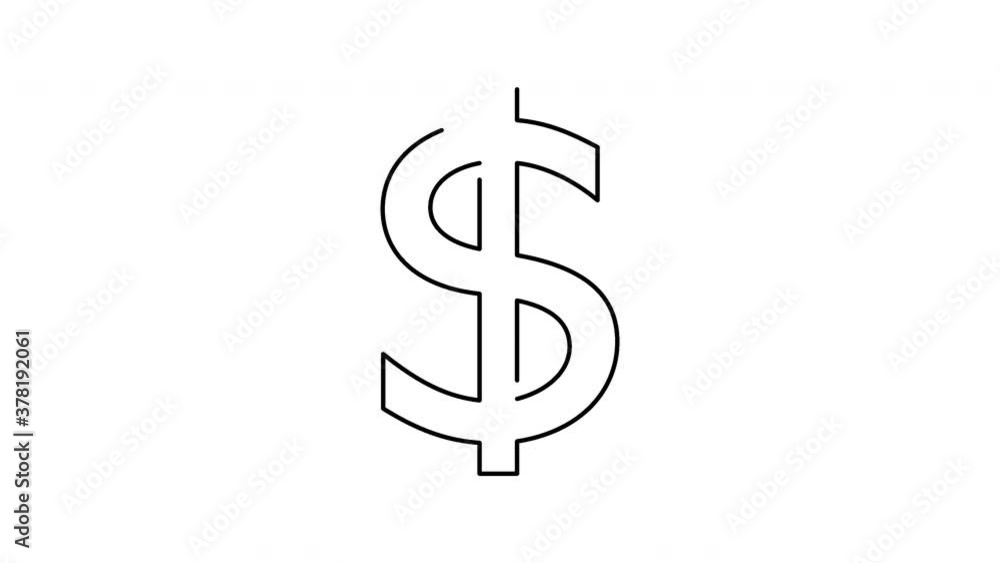 Self drawing dollar sign animation, isolated on white and black backgrounds Self drawing dollar sign animation, isolated on white and black backgrounds
