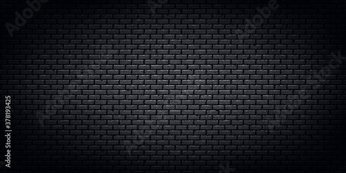 Vector realistic isolated black brick wall background for template and layout decoration.
