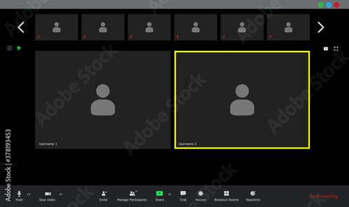 Video conference user interface, video conference calls window overlay photo