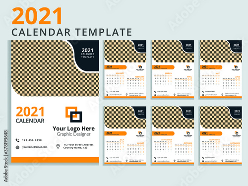  2021 Wall calendar template design