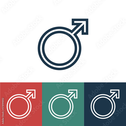 Linear vector icon with symbol of Mars