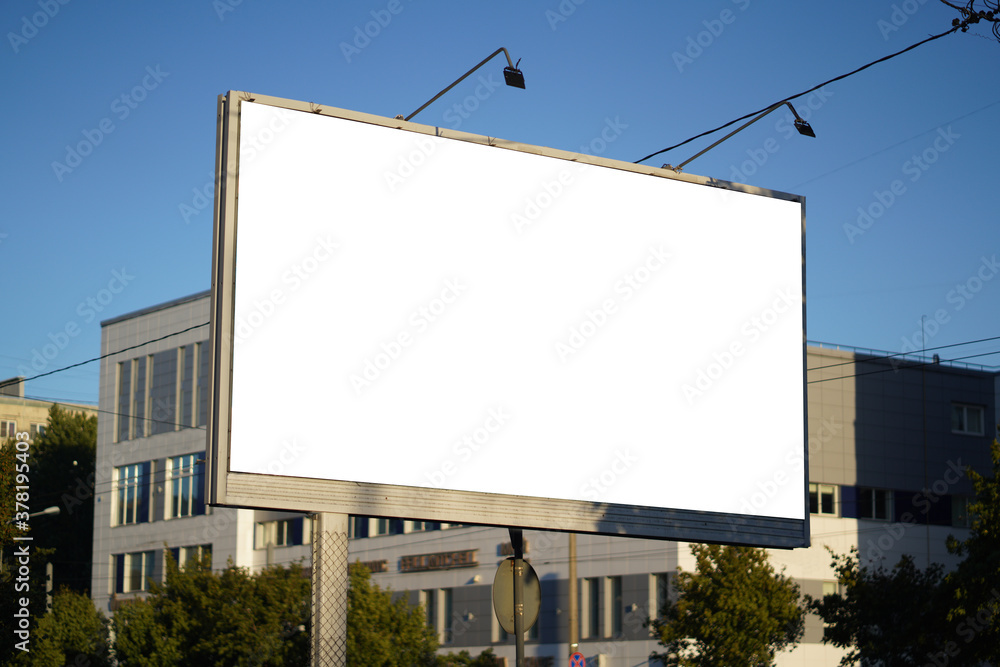 billboard in the city, with a white field for advertising. billboard in the city, with a white field for advertising.