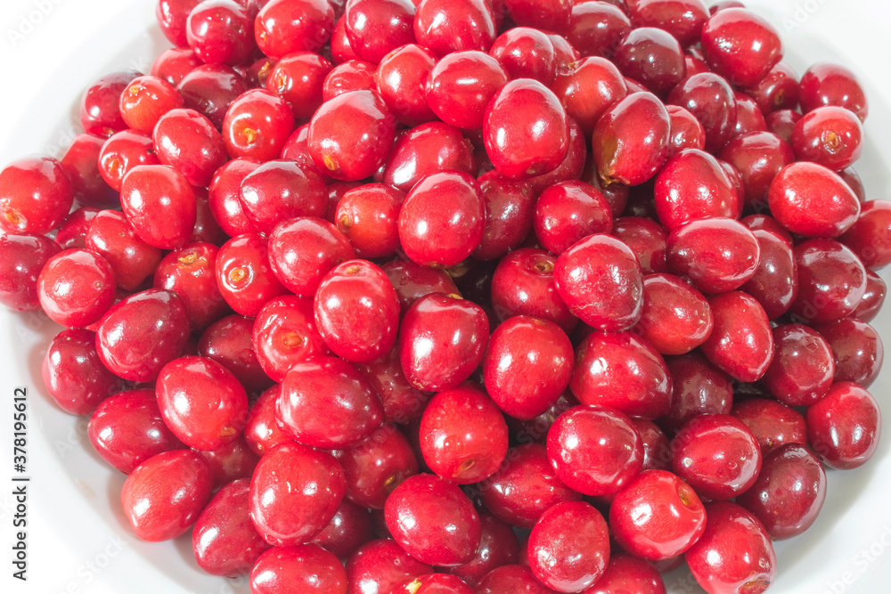 Red cherries close up background texture Red cherries close up background texture