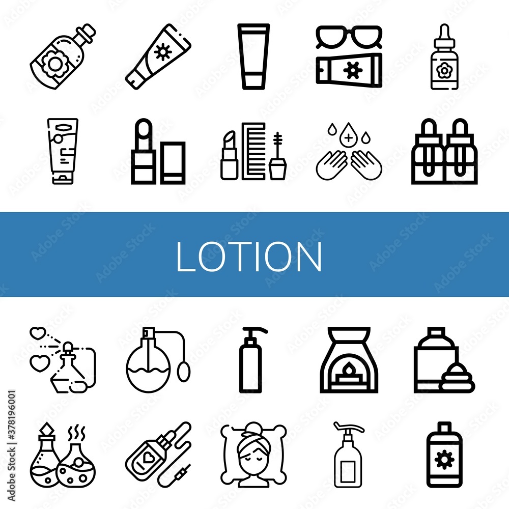Set of lotion icons Set of lotion icons