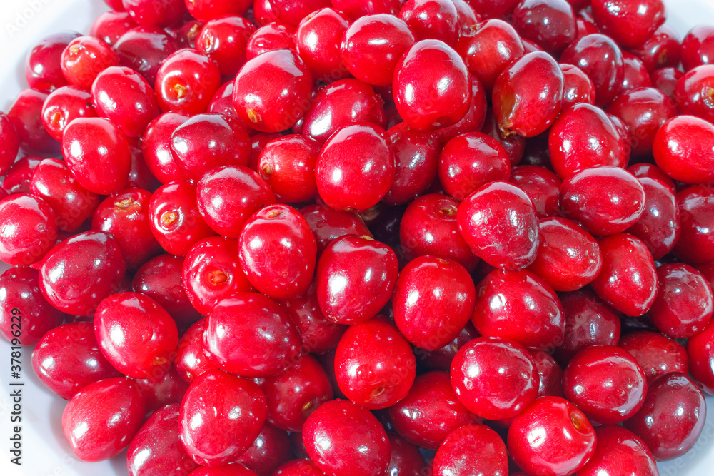 Red cherries close up background texture Red cherries close up background texture