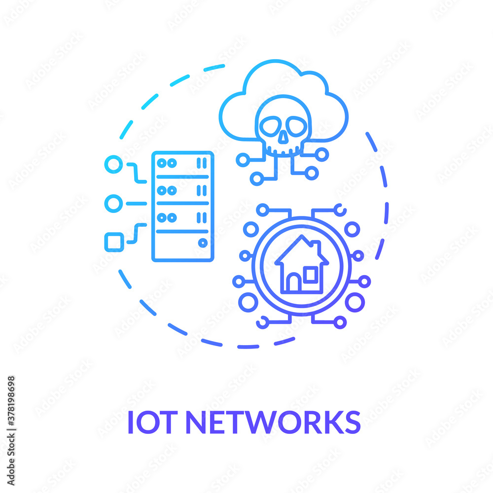 IoT networks concept icon. Internet connectivity safeguard idea thin line illustration. Cyber-attacks. Wireless security. Strong cyber protection. Vector isolated outline RGB color drawing