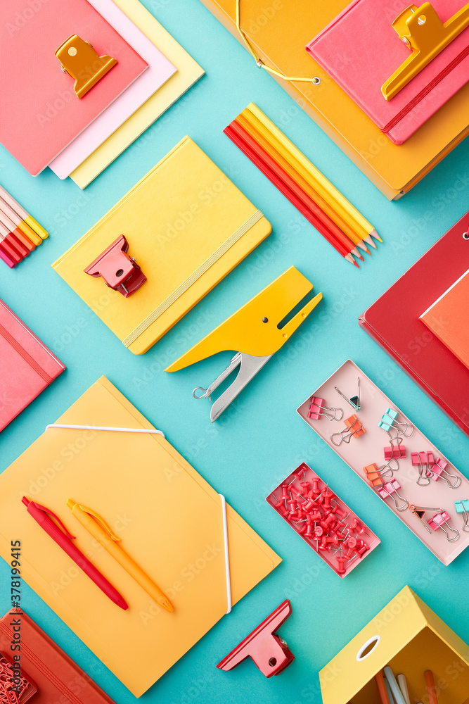 Set of colorful office supplies Set of colorful office supplies