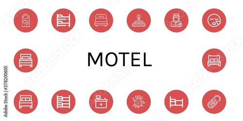 motel simple icons set
