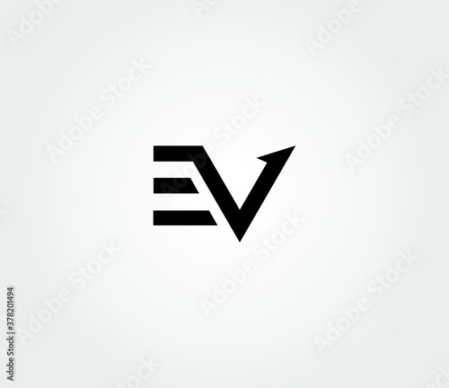 EV E V Letter Logo Design in Black Colors. Creative Modern Letters Vector Icon Logo Illustration.