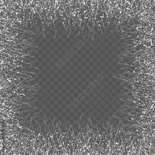 Frozen frame window. Frost glass ice. Vector stock illustration