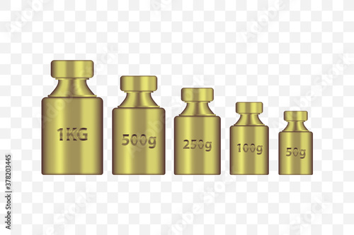 Kg weight mass golden metal realistic vector