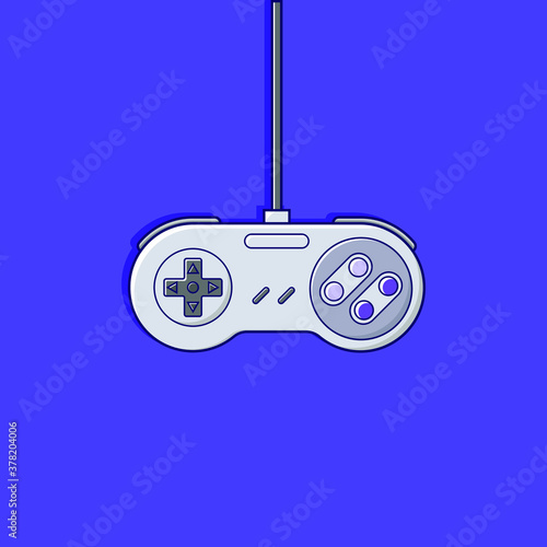 Videogame's joystick. Famous 90's console in vector. Classic super game. Retro gamepad.