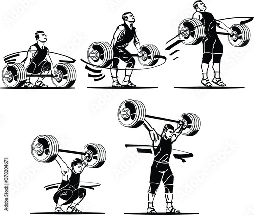 illustration of a weightlifter with barbell 