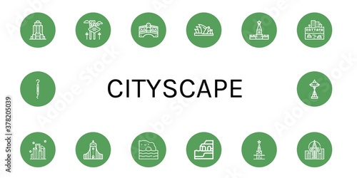 cityscape simple icons set