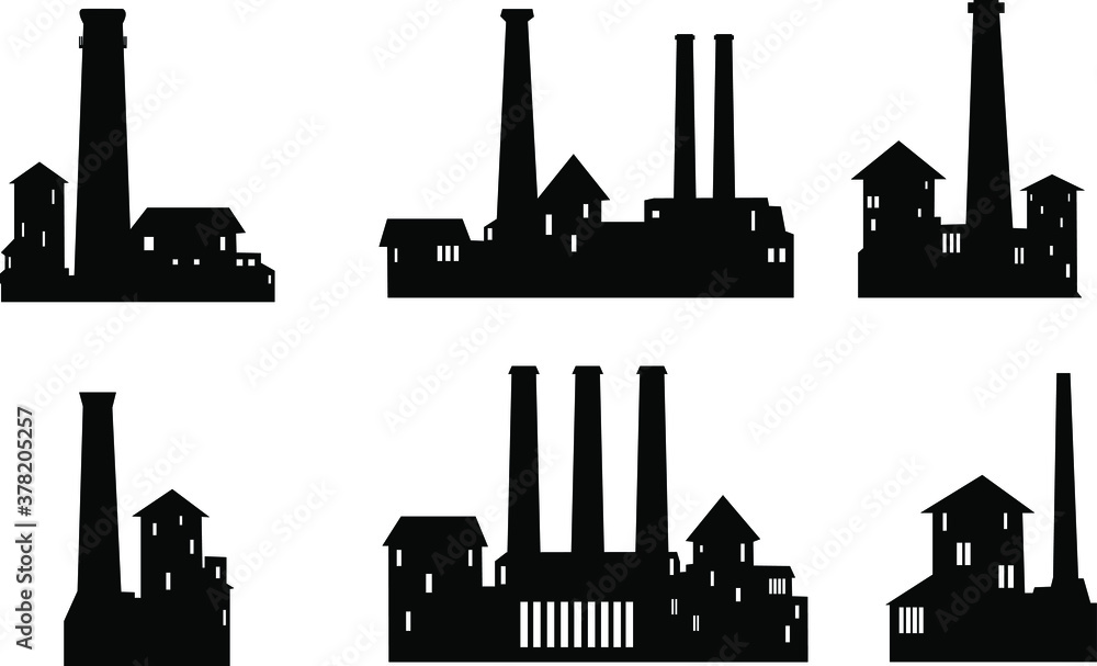 silhouette of factory