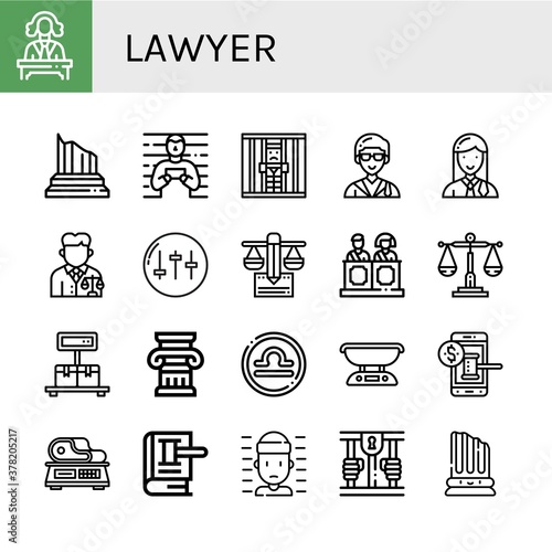 lawyer simple icons set